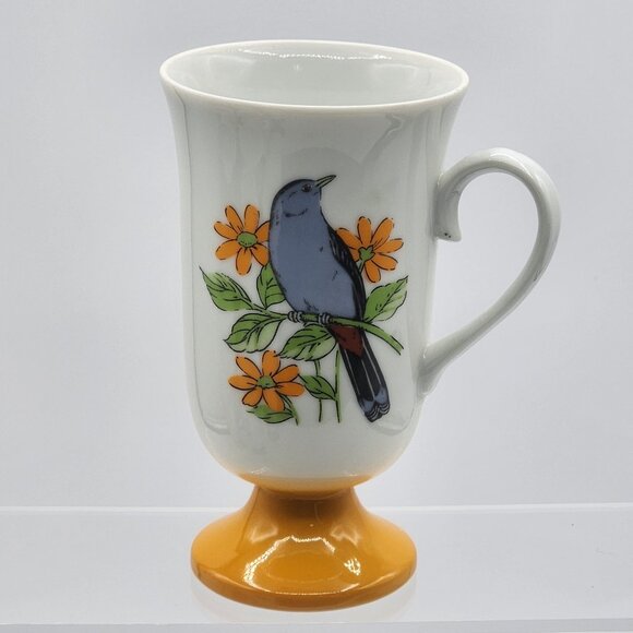 Vintage Fred Roberts Bird Mugs Footed Coffee Tea Cups Set of 5 Japan MCM - Picture 4 of 16